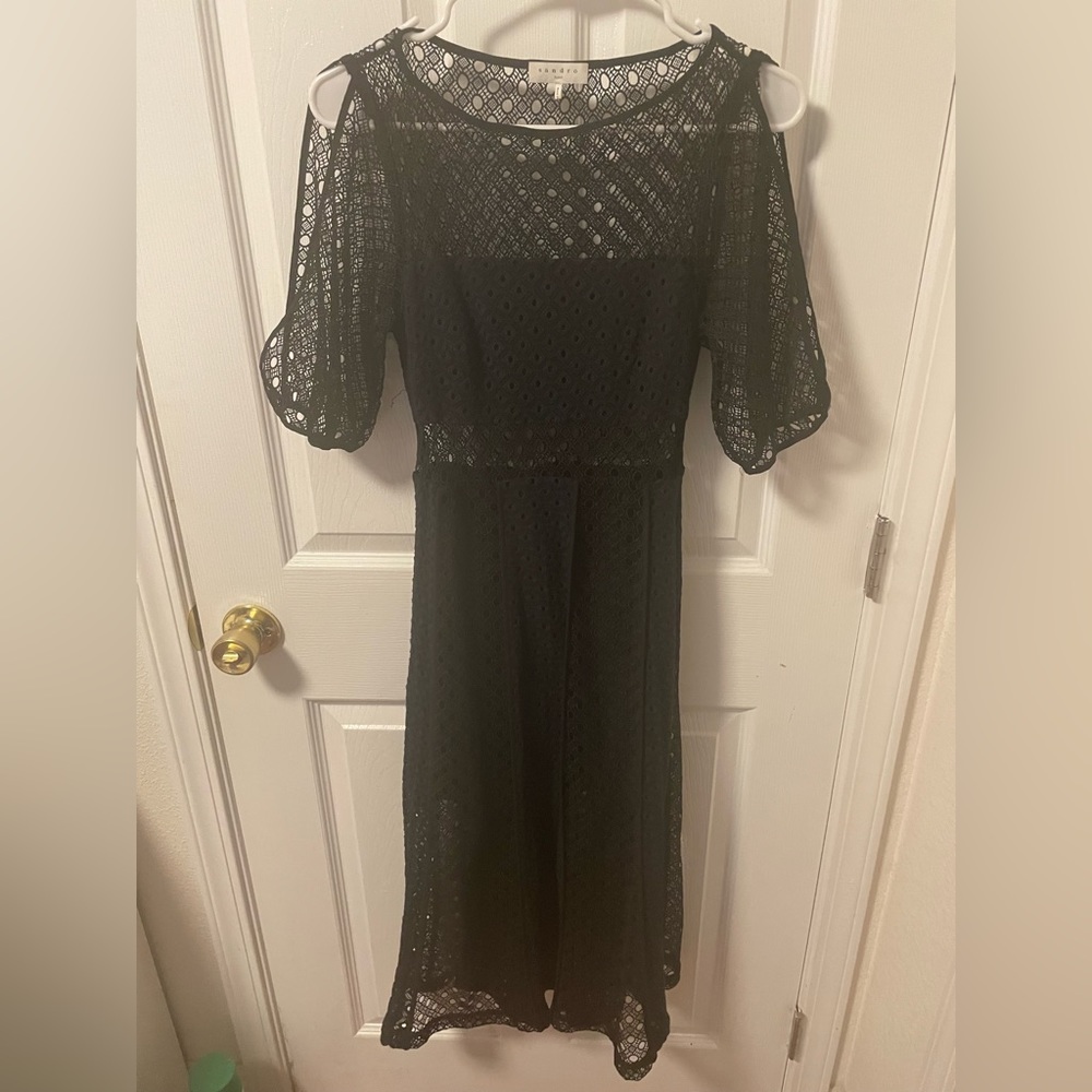 Sandro black lace dress.